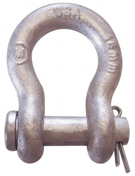 CM - 3/4" Nominal Chain Size, 5 Ton Carbon Steel Loose Anchor Shackle - 3/4" Diam, 7/8" Pin Diam, 2-13/16" High x 1-1/4" Wide Inside Jaw, 1-13/16" Inside Width, 1-3/4" Max Body Thickness - Caliber Tooling