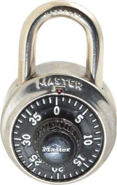 Master Lock - 1-7/8" Body Width, 3/4" Shackle Clearance, Stainless Steel Combination Lock - 9/32" Shackle Diam, 13/16" Shackle Width - Caliber Tooling