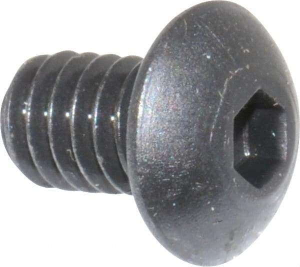 Unbrako - #8-32 UNC Hex Socket Drive, Button Screw - Alloy Steel, Black Oxide Finish, 1/4" Length Under Head - Caliber Tooling