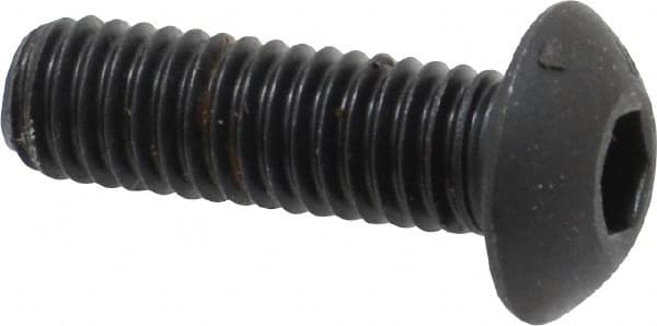 Unbrako - #10-32 UNF Hex Socket Drive, Button Screw - Alloy Steel, Black Oxide Finish, 5/8" Length Under Head - Caliber Tooling