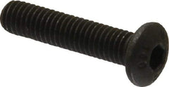 Unbrako - #10-32 UNF Hex Socket Drive, Button Screw - Alloy Steel, Black Oxide Finish, 7/8" Length Under Head - Caliber Tooling