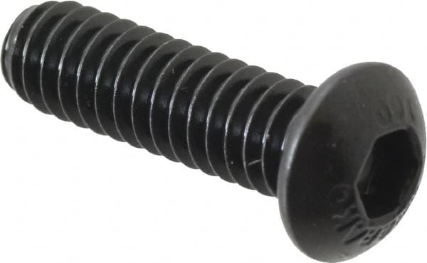 Unbrako - 1/4-20 UNC Hex Socket Drive, Button Screw - Alloy Steel, Black Oxide Finish, 7/8" Length Under Head - Caliber Tooling