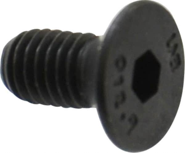 Unbrako - M5x0.80 Metric Coarse Hex Socket Drive, 90 to 92° Flat Screw - Grade 12.9 Alloy Steel, Black Oxide Finish, 10mm OAL - Caliber Tooling