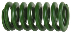 Associated Spring Raymond - 50mm Hole Diam, 25mm Rod Diam, 4" Free Length, Green Die Spring - 3854 N Max Deflection, 41mm Max Deflection, Light Duty, Chromium Alloy Steel - Caliber Tooling