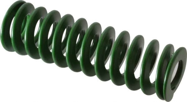 Associated Spring Raymond - 32mm Hole Diam, 16mm Rod Diam, 4" Free Length, Green Die Spring - 1312 N Max Deflection, 41mm Max Deflection, Light Duty, Chromium Alloy Steel - Caliber Tooling