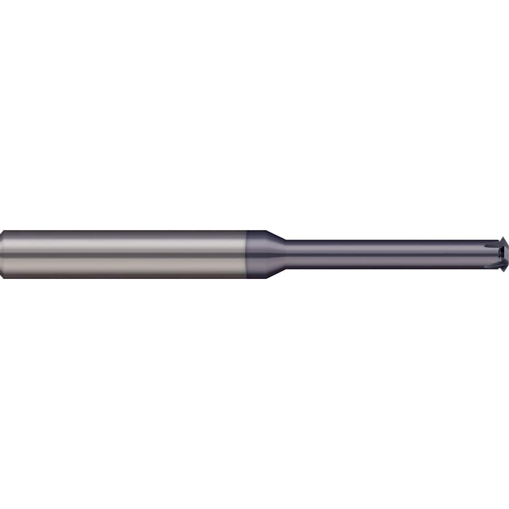 Micro 100 - Single Profile Thread Mills; Maximum Threads Per Inch: 80 ; Minimum Threads Per Inch: 56 ; Thread Type: Internal/External ; Minimum Nominal Diameter (Inch): #2 ; Cutting Diameter (Inch): 0.0600 ; Shank Diameter (Inch): 1/8 - Exact Industrial Supply