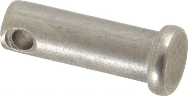 Made in USA - 3/8" Pin Diam, 1-1/8" OAL, Standard Clevis Pin - 5/32" Hole, 31/32" Usable Length, Uncoated Stainless Steel - Caliber Tooling