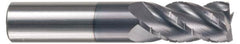 Accupro - 3/4" Diam, 3" LOC, 4 Flute Solid Carbide Roughing & Finishing Square End Mill - AlTiN Finish, 6" OAL, 3/4" Shank Diam, Straight Shank, 40° Helix, Centercutting, Extra Long Length - Caliber Tooling