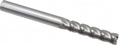 Accupro - 3/8" Diam, 1-3/4" LOC, 4 Flute Solid Carbide Roughing & Finishing Square End Mill - Uncoated, 4" OAL, 3/8" Shank Diam, Straight Shank, 40° Helix, Centercutting, Extra Long Length - Caliber Tooling