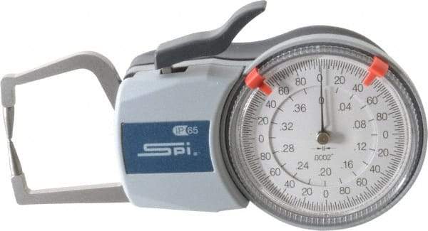 SPI - 0.4 Inch Max Measurement, 0.0002 Inch Graduation, Outside Dial Caliper Gage - 1.37 Inch Leg Length, 0.0008 Inch Accuracy - Caliber Tooling