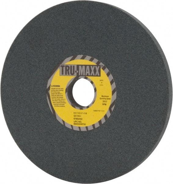 Tru-Maxx - 8" Diam x 1-1/4" Hole x 1/2" Thick, I Hardness, 100 Grit Surface Grinding Wheel - Silicon Carbide, Type 1, Fine Grade, 3,600 Max RPM, Vitrified Bond, No Recess - Caliber Tooling