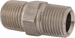 Parker - 1/2 Male Thread, Stainless Steel Industrial Pipe Hex Nipple - MNPTF, 300 psi - Caliber Tooling