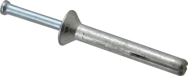 Powers Fasteners - 1/4" Diam, 1/4" Drill, 2" OAL, 7/8" Min Embedment Hammer Drive Concrete Anchor - Steel (Drive Pin)/Zamac Alloy (Body), Zinc-Plated Finish, Flat Head - Caliber Tooling