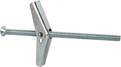 Powers Fasteners - 3/16" Screw, 3/16" Diam, 4" Long, Toggle Bolt Drywall & Hollow Wall Anchor - 1/2" Drill, Zinc Plated, Steel, Grade Zamac 7, Use in Drywall & Wallboard - Caliber Tooling