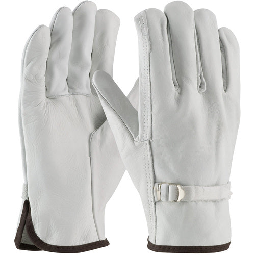 ‎68-153/S Leather Drivers Gloves - Top Grain Cowhide Drivers - Reg Grade - Straight Thumb - Pull Strap - Exact Industrial Supply