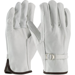 ‎68-153/M Leather Drivers Gloves - Top Grain Cowhide Drivers - Reg Grade - Straight Thumb - Pull Strap - Exact Industrial Supply