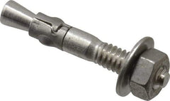 Powers Fasteners - 1/4" Diam, 1/4" Drill, 1-3/4" OAL, 7/8" Min Embedment Wedge Expansion Concrete Anchor - 304 Stainless Steel, Hex Nut Head, Hex Drive, 3/4" Thread Length - Caliber Tooling