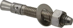 Powers Fasteners - 3/8" Diam, 3/8" Drill, 2-3/4" OAL, 1-1/4" Min Embedment Wedge Expansion Concrete Anchor - 304 Stainless Steel, Hex Nut Head, Hex Drive, 1-5/8" Thread Length - Caliber Tooling