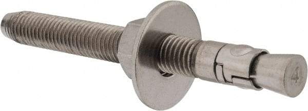 Powers Fasteners - 5/8" Diam, 5/8" Drill, 6" OAL, Wedge Expansion Concrete Anchor - 304 Stainless Steel, Hex Nut Head, Hex Drive, 4-1/2" Thread Length - Caliber Tooling