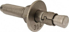 Powers Fasteners - 3/4" Diam, 3/4" Drill, 4-3/4" OAL, Wedge Expansion Concrete Anchor - 304 Stainless Steel, Hex Nut Head, Hex Drive, 2-7/8" Thread Length - Caliber Tooling