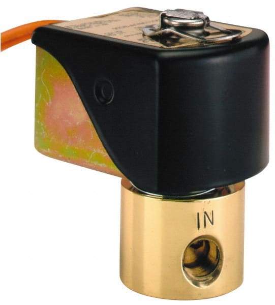 Parker - 1/4" Port, Two Way, Direct Acting, Brass Solenoid Valve - Normally Open, 30 Max PSI, NBR Seal - Caliber Tooling