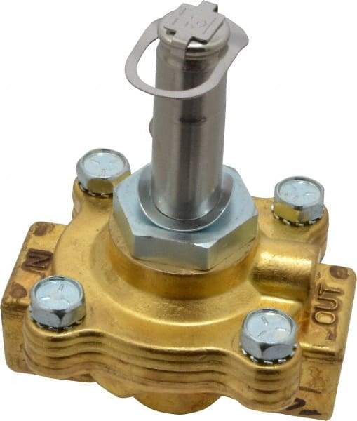 Parker - 1/2" Port, Two Way, Direct Acting, Brass Solenoid Valve - Normally Closed, 15 Max PSI, NBR Seal - Caliber Tooling