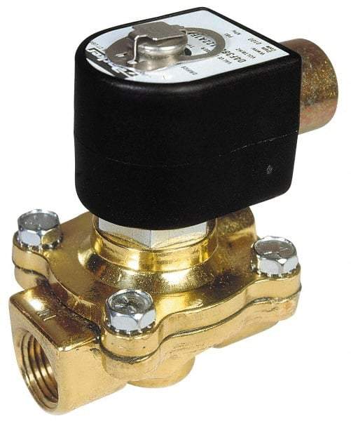 Parker - 3/4" Port, Two Way, Piloted Diaphragm, Brass Solenoid Valve - Normally Open, 125 Max PSI, NBR Seal - Caliber Tooling