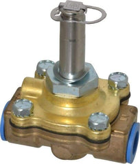 Parker - 3/8" Port, Two Way, Piloted Diaphragm, Brass Solenoid Valve - Normally Closed, 150 Max PSI, NBR Seal - Caliber Tooling