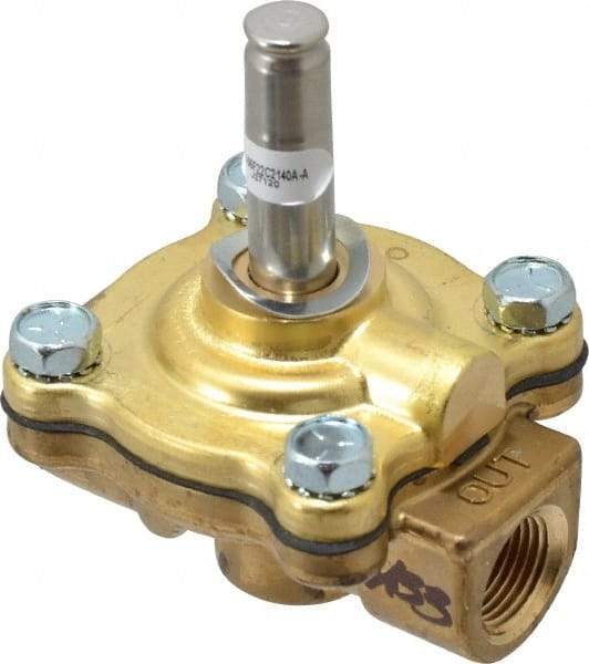 Parker - 3/8" Port, Two Way, Piloted Diaphragm, Brass Solenoid Valve - Normally Closed, 200 Max PSI, NBR Seal - Caliber Tooling