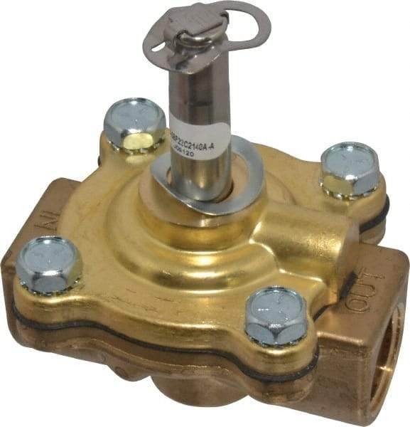 Parker - 1/2" Port, Two Way, Piloted Diaphragm, Brass Solenoid Valve - Normally Closed, 200 Max PSI, NBR Seal - Caliber Tooling