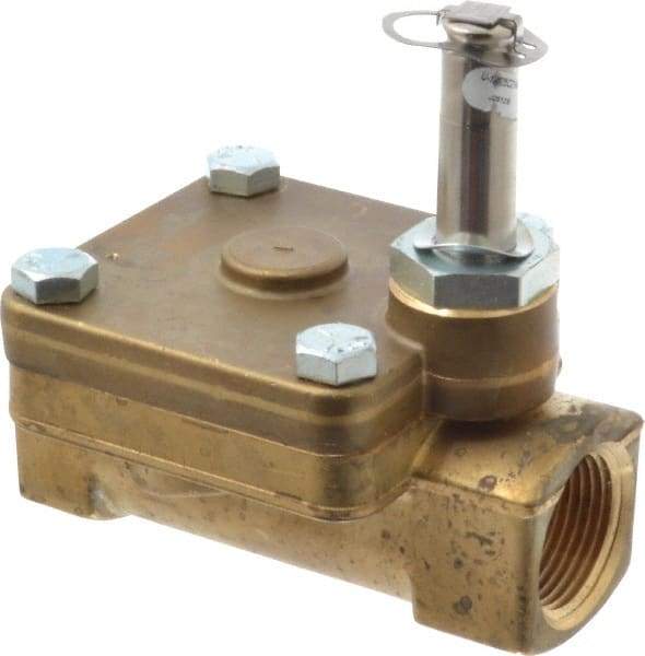 Parker - 1" Port, Two Way, Piloted Diaphragm, Brass Solenoid Valve - Normally Closed, 300 Max PSI, NBR Seal - Caliber Tooling