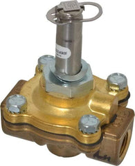 Parker - 3/8" Port, Two Way, Piloted Diaphragm, Brass Solenoid Valve - Normally Closed, 125 Max PSI, NBR Seal - Caliber Tooling