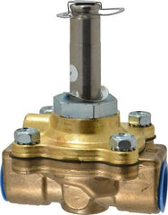 Parker - 1/2" Port, Two Way, Piloted Diaphragm, Brass Solenoid Valve - Normally Closed, 125 Max PSI, NBR Seal - Caliber Tooling