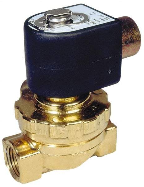 Parker - 3/4" Port, Two Way, Piloted Diaphragm, Brass Solenoid Valve - Normally Closed, 50 Max PSI, EPDM Seal - Caliber Tooling