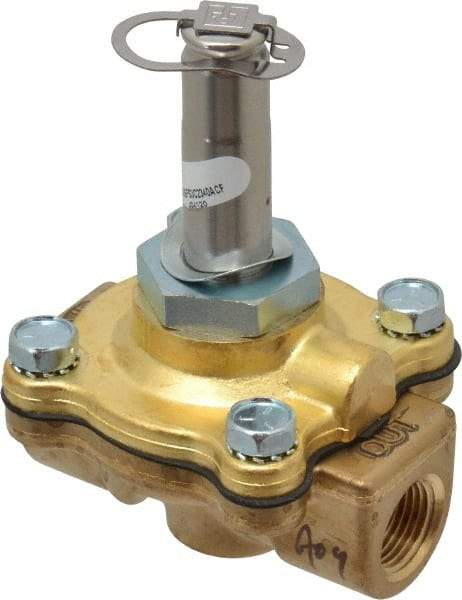 Parker - 3/8" Port, Two Way, Piloted Diaphragm, Brass Solenoid Valve - Normally Closed, 80 Max PSI, PTFE Seal - Caliber Tooling