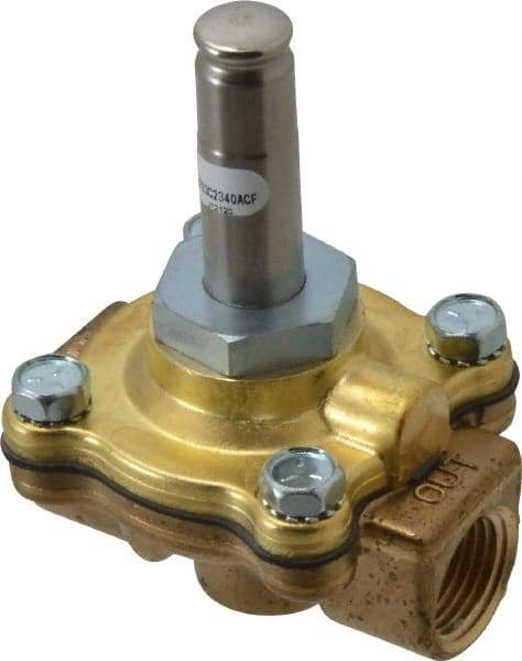 Parker - 1/2" Port, Two Way, Piloted Diaphragm, Brass Solenoid Valve - Normally Closed, 50 Max PSI, EPDM Seal - Caliber Tooling