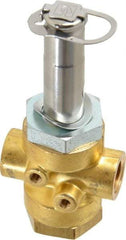 Parker - 1/4" Port, Three Way, Direct Acting, Brass Solenoid Valve - Normally Open, 235 Max PSI, NBR Seal - Caliber Tooling