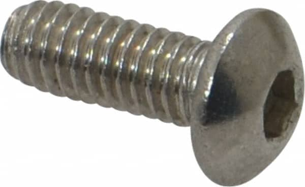 Value Collection - M4x0.70 Metric Coarse Hex Socket Drive, Button Screw - Grade 304, 18-8 & Austenitic A2 Stainless Steel, Uncoated, Fully Threaded, 10mm Length Under Head - Caliber Tooling