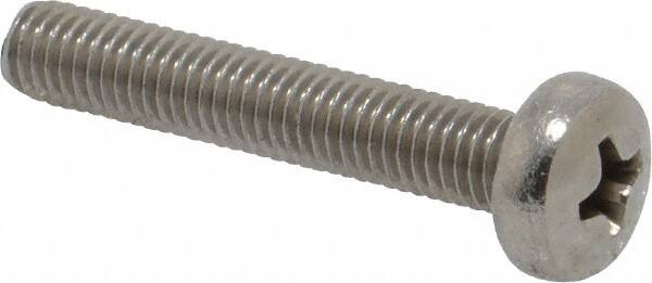 Value Collection - M5x0.80 Metric Coarse, 30mm Length Under Head Phillips Drive Machine Screw - Pan Head, Grade 18-8 Stainless Steel, Uncoated, Without Washer - Caliber Tooling