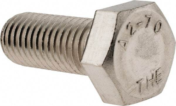 Value Collection - M12x1.75mm Metric Coarse, 30mm Length Under Head Hex Head Cap Screw - Fully Threaded, Grade 18-8 & Austenitic A2 Stainless Steel, 19mm Hex - Caliber Tooling