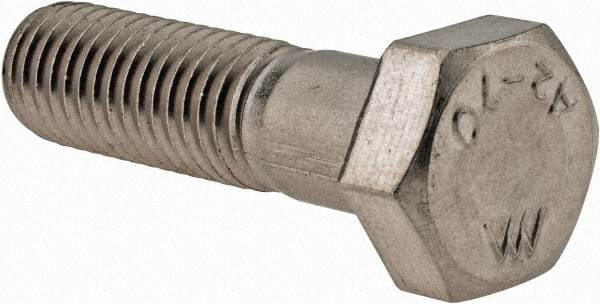 Value Collection - M12x1.75mm Metric Coarse, 45mm Length Under Head Hex Head Cap Screw - Partially Threaded, Grade 18-8 & Austenitic A2 Stainless Steel, 19mm Hex - Caliber Tooling