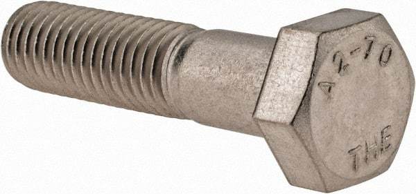 Value Collection - M12x1.75mm Metric Coarse, 50mm Length Under Head Hex Head Cap Screw - Partially Threaded, Grade 18-8 & Austenitic A2 Stainless Steel, 19mm Hex - Caliber Tooling