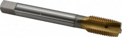 OSG - M14x1.50 Metric Fine, 3 Flute, TiN Finish, Vanadium High Speed Steel Spiral Point Tap - Plug Chamfer, Right Hand Thread, 100mm OAL, 1-21/32" Thread Length, 0.429" Shank Diam, 6H Class of Fit - Exact Industrial Supply