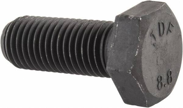 Value Collection - M12x1.50mm Metric Fine, 30mm Length Under Head Hex Head Cap Screw - Fully Threaded, Grade 8.8 Steel, Uncoated, 19mm Hex - Caliber Tooling