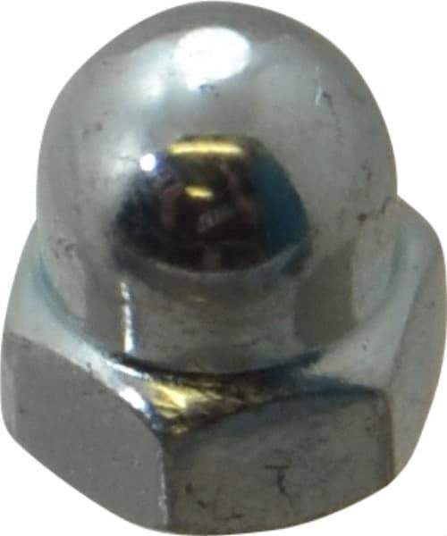 Value Collection - M4x0.7 7mm Width Across Flats, Zinc Plated, Steel Acorn Nut - 8mm Overall Height, Grade 2, DIN 1587 - Caliber Tooling