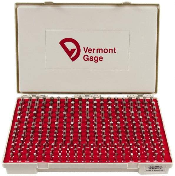 Vermont Gage - 250 Piece, 5.01-9.99 mm Diameter Plug and Pin Gage Set - Plus 0.01 mm Tolerance, Class ZZ - Caliber Tooling