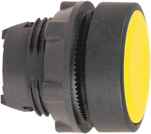 Schneider Electric - 22mm Mount Hole, Flush, Pushbutton Switch Only - Round, Yellow Pushbutton, Nonilluminated, Momentary (MO) - Caliber Tooling