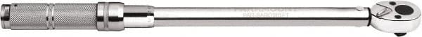 Paramount - 1/2" Drive Micrometer Type Ratchet Head Torque Wrench - 27.1 N/m to 109 N/m Torque, 16-11/16" OAL, 10 Ft/Lb Graduation - Caliber Tooling