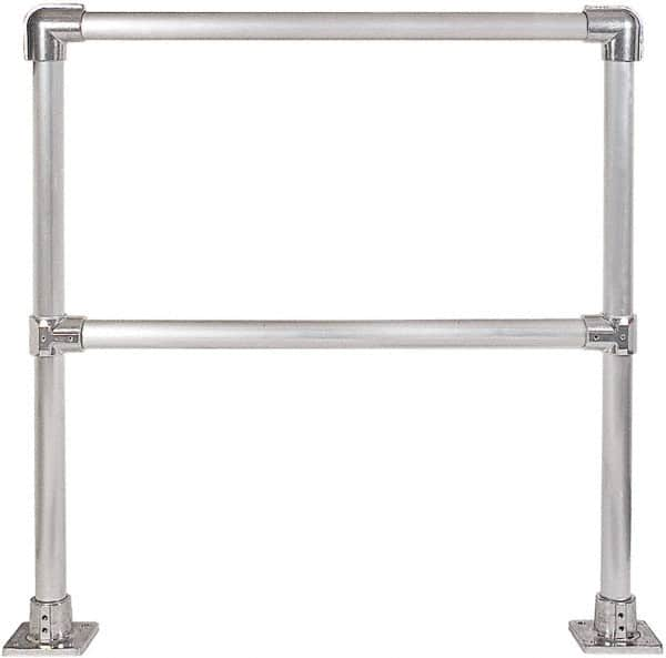 Hollaender - 4' Long x 42" High, Aluminum Straight Railing - 1.9" Pipe, Includes 2 Sub Assembled Posts, 2 Horizontal Rails, Bag with 2 Flanges, Instructions, Assembly Tool - Caliber Tooling