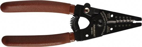 Paramount - 30 to 22 AWG Capacity Wire Stripper - 6" OAL, Plastic Dipped Handle - Caliber Tooling